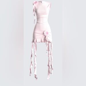 Elegant Pink Sheer Dress with Floral Accents